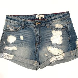 Cello distressed jean shorts size small